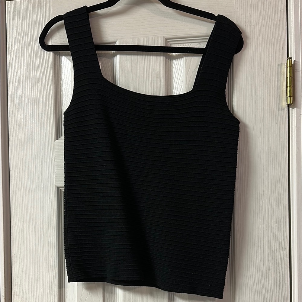 Amazon Black Ribbed Square-Neck Tank